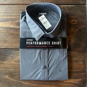 Express Performance Shirt size XL long sleeve gray button up shirt NWT